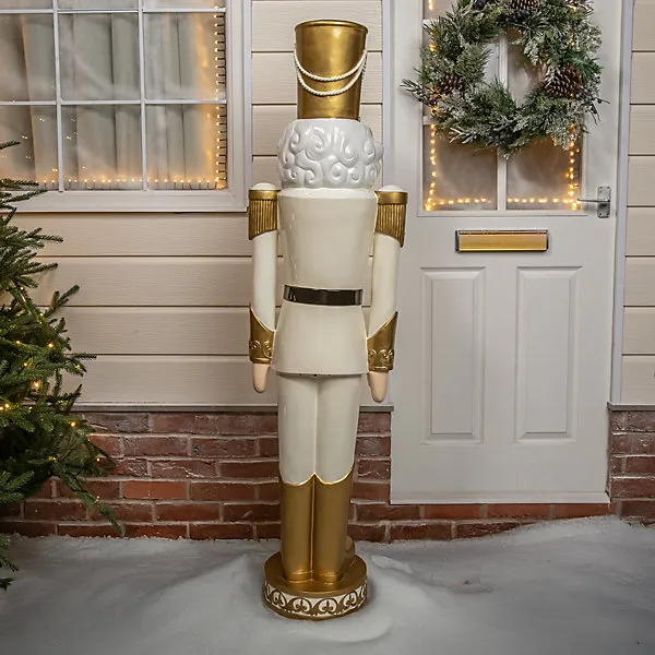 5.5ft Traditional Christmas Nutcracker Soldier - Cream and Gold with LED Lights