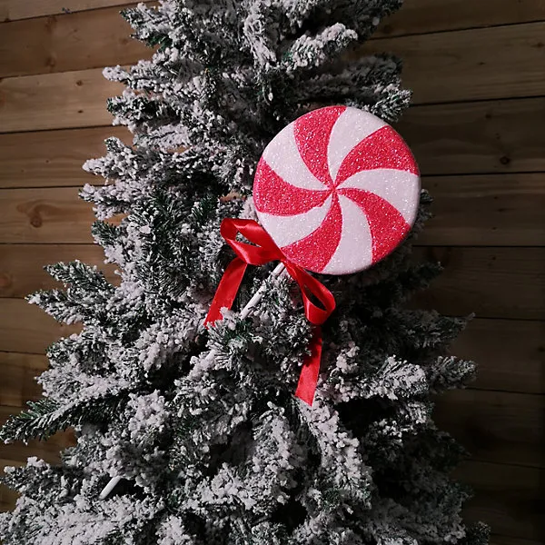 56cm Red and White Spiral Candy Cane with Stem