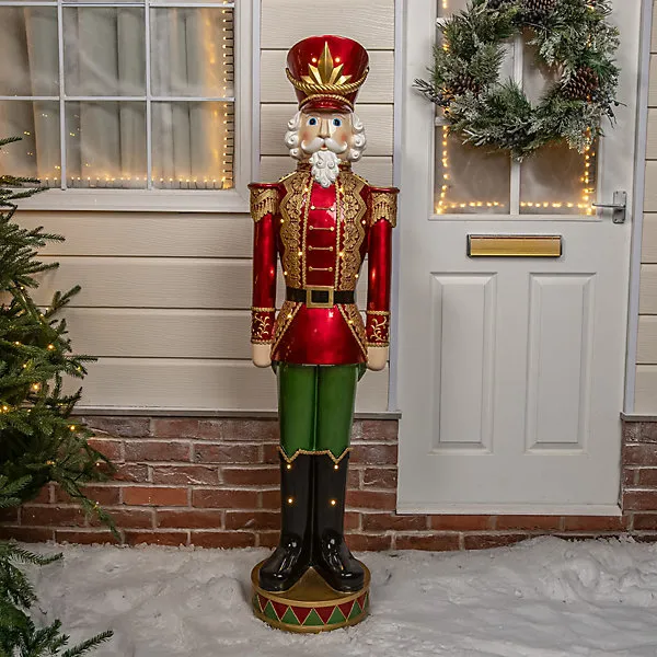 5ft Traditional Christmas Nutcracker Soldier - Red and Green with LED Lights