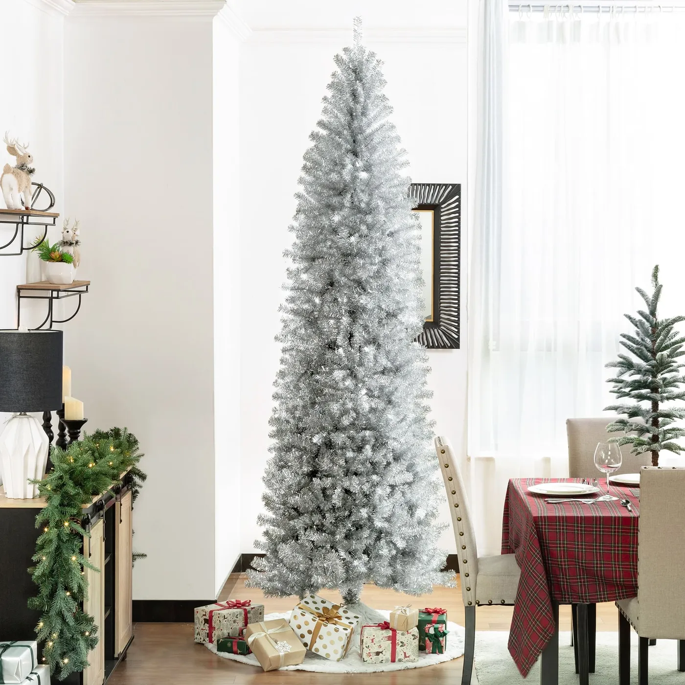 6 ft. Tinsel Collection Silver Tree · National Tree Company 6 ft. Silver Unlit Metal Tinsel Artificial
