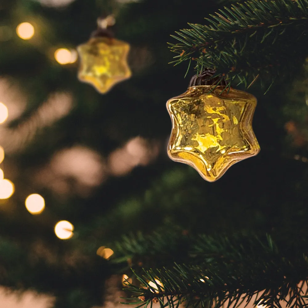 6 Pack | 1.5' Gold Imogen Mercury Glass Star Ornaments Christmas Tree  Decoration