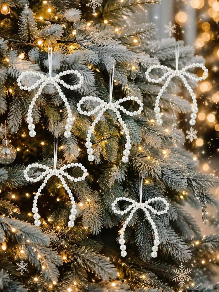 6/12pcs Elegant White Bow Set, Christmas Tree Decoration, Large And Small  Bows With Shiny Decoration, Suitable For Wreaths, Gift Wrapping And Wedding  Decoration, Christmas Decor | SHEIN