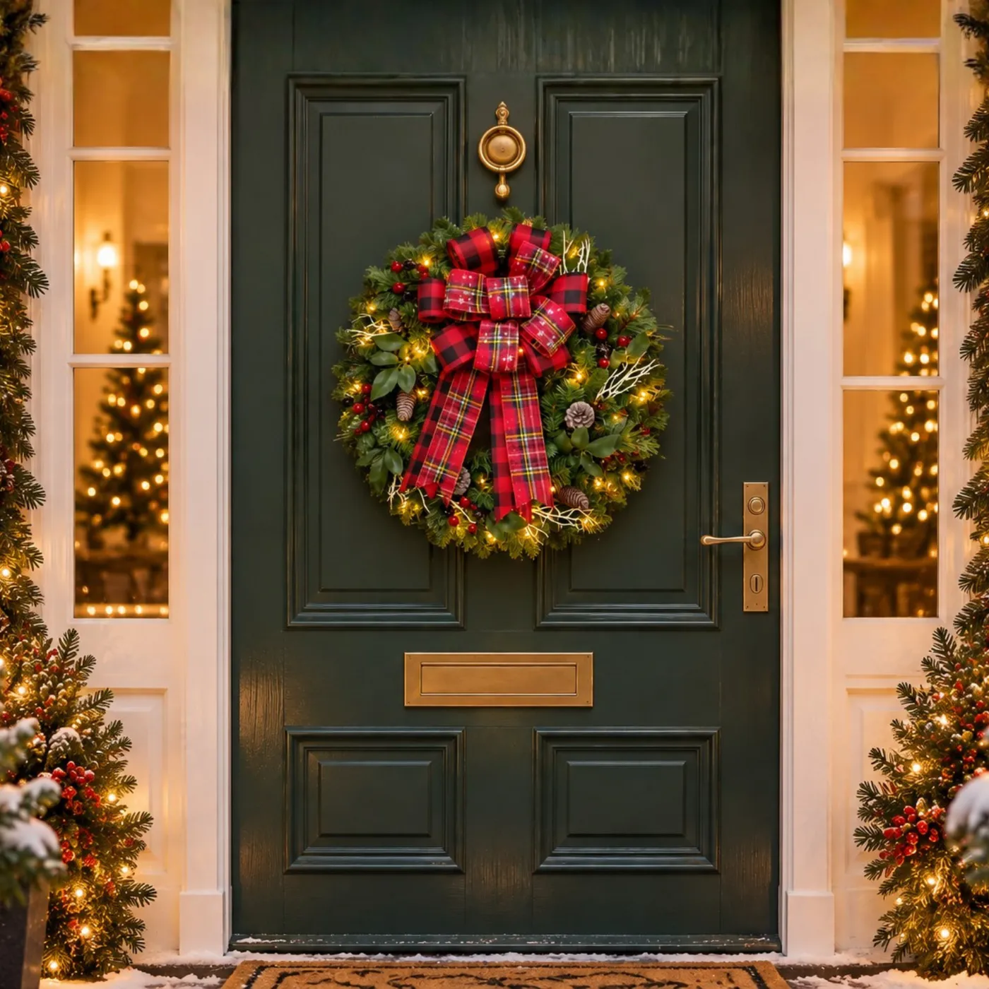 65cm Christmas Door Wreath With Lights | Marco Paul