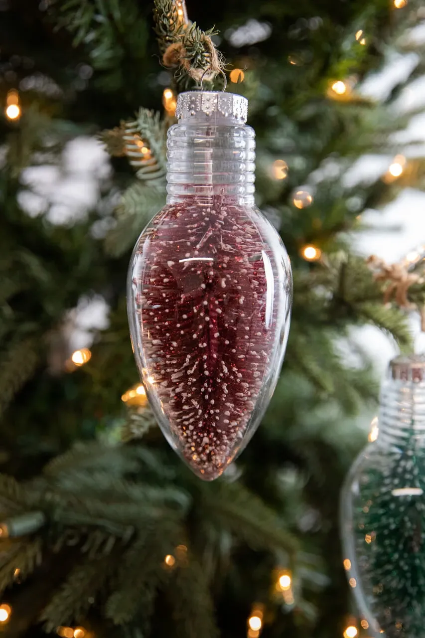 6.5'Plastic Clear Retro Light Bulb Ornament - Decorator's Warehouse