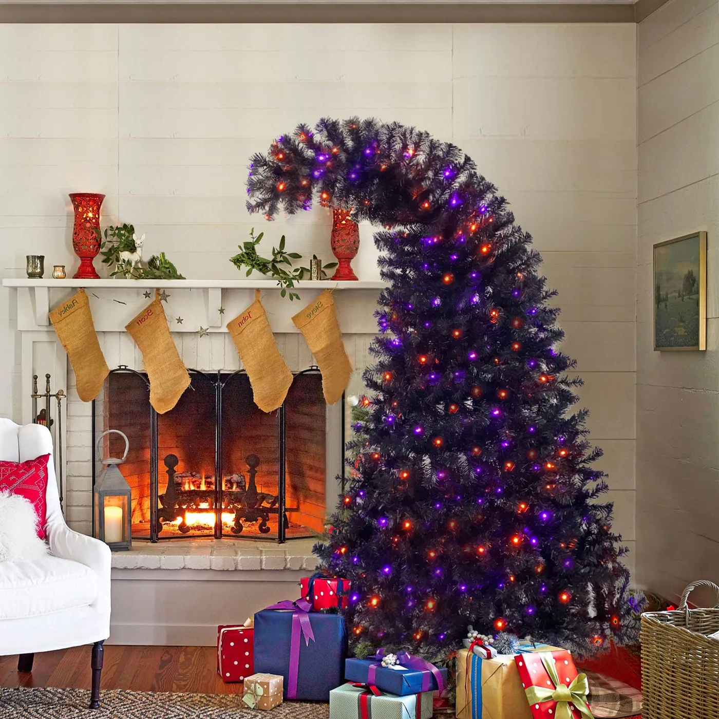 6FT artificial fir curved top Halloween tree, with 1080 lush branch ti –  Nate's Holiday Shop