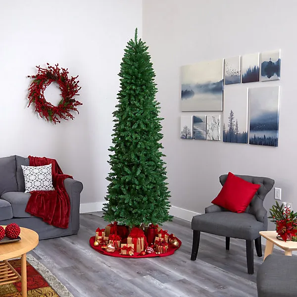6ft(555 Tips) Slim Pre-lit Christmas Tree With Metal Stand & 170 LED lights Xmas