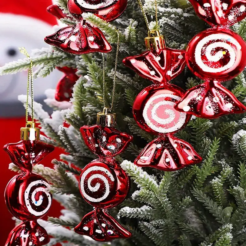 6pcs christmas hanging candy ornaments electroplated plastic - Temu