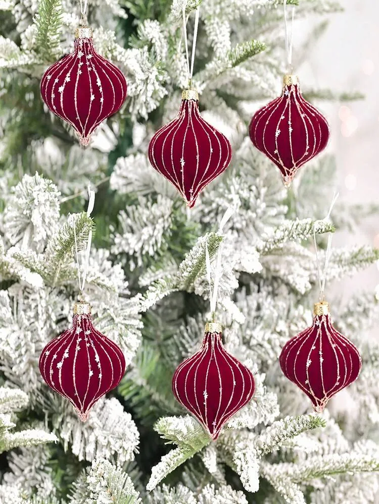 6pcs Christmas Ornaments, Velvet Christmas Ball Ornaments, 3.15 Inch  Plastic Shatterproof Christmas Tree Ball Ornaments, Flocked Hanging Ball  Ornaments For Christmas Tree, Holidays, Weddings, Partie