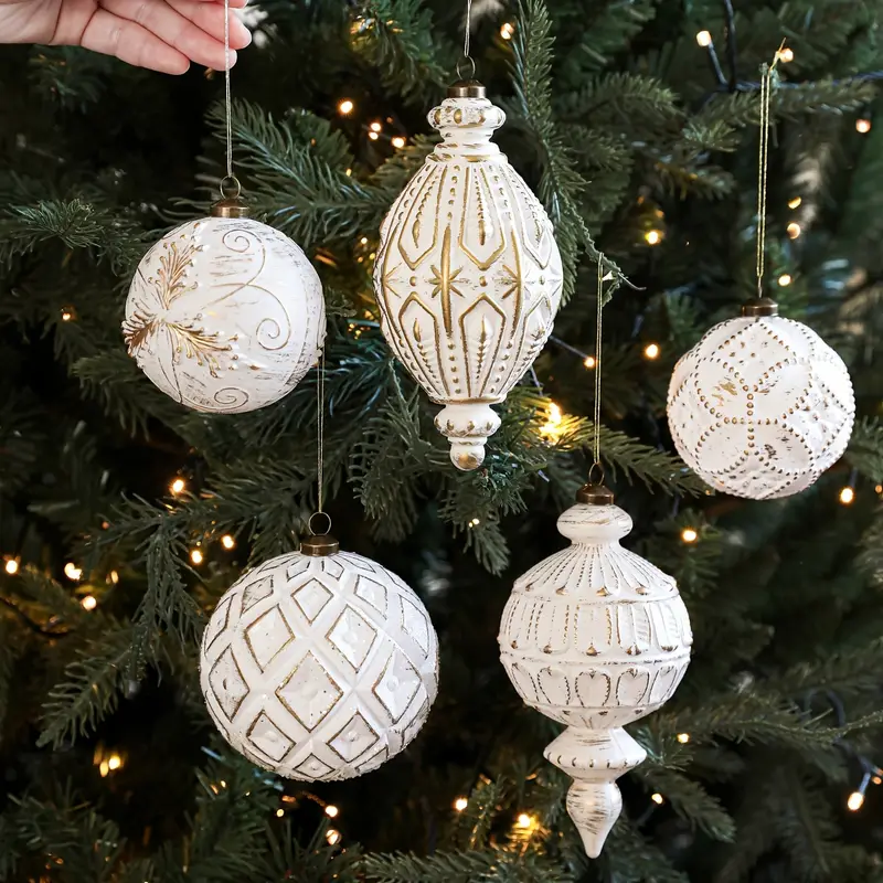 6pcs vintage bohemian white christmas ornaments elegant - Temu Cyprus