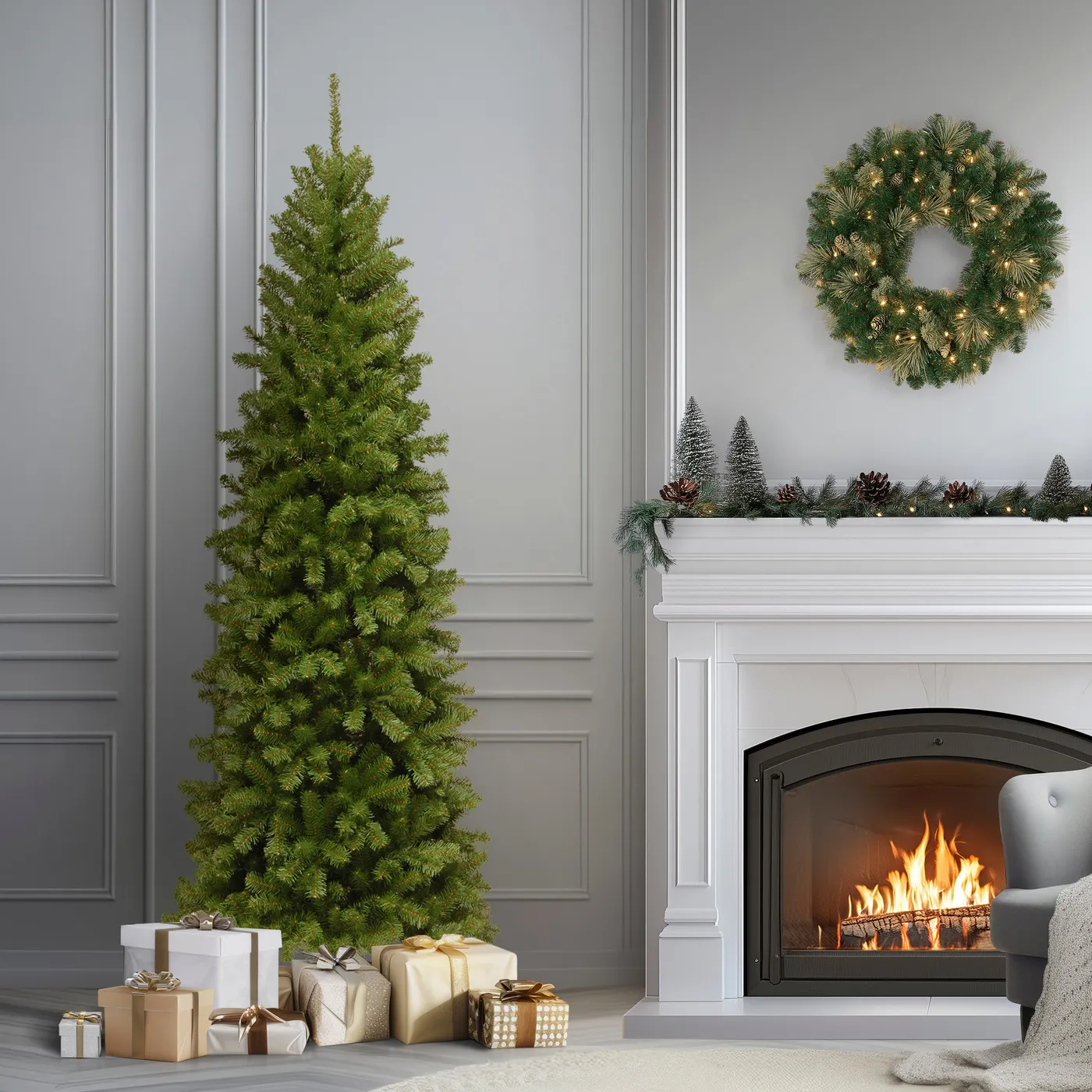 7 ft. North Valley Spruce Pencil Slim Tree · National Tree Company Christmas Tree Artificial 7 Foot