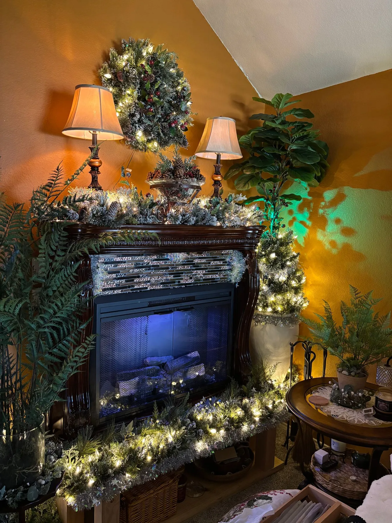 9 ft. Pre-Lit Glittery Bristle Pine Garland with Warm White LED Lights ·  National Tree Company