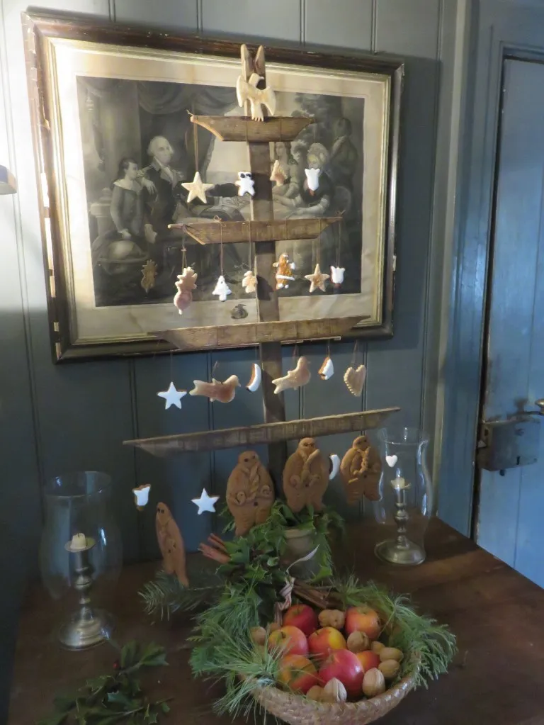 A 19th-century wooden Christmas tree with ornaments made from baked cookie dough, a tradition at the Landis Valley Farm Museum in Lancaster PA. (Roberta Faul-Zeitler, CC 3.0) | Green News Update