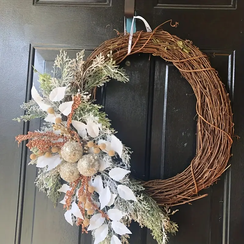 a christmas wreath featuring frosted pine branches white - Temu Iceland