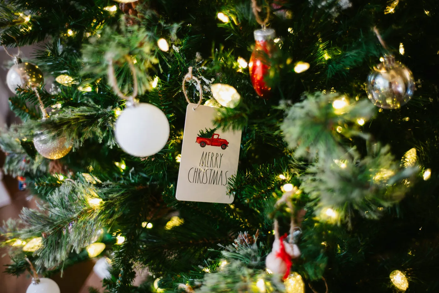 A close up of a christmas tree with ornaments photo – Free Green Image on Unsplash