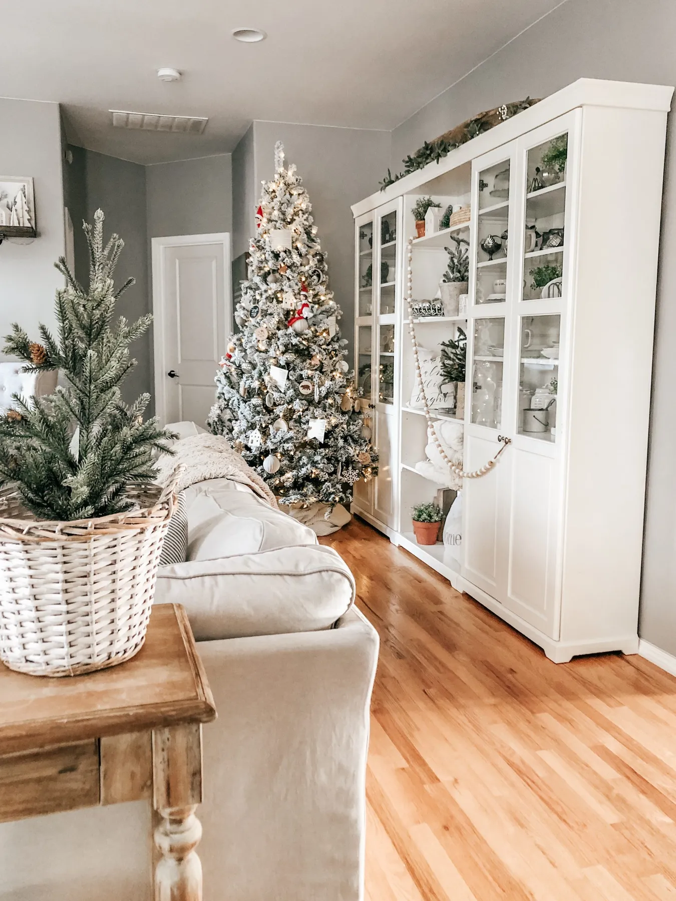 A Cozy White Cottage Christmas Living Room Tour - Rain and Pine