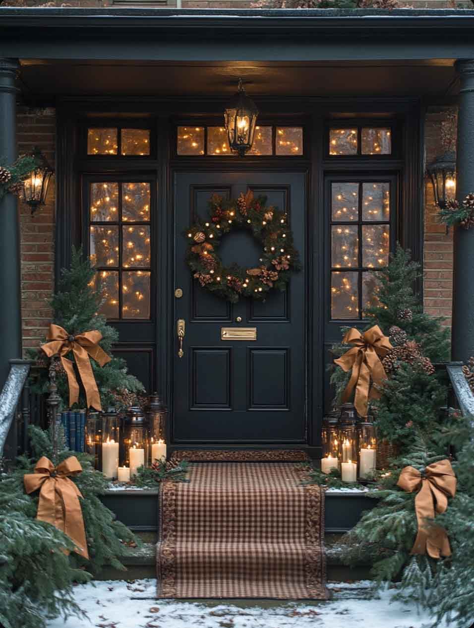 A Dark Academia Christmas Library Porch Decoration -