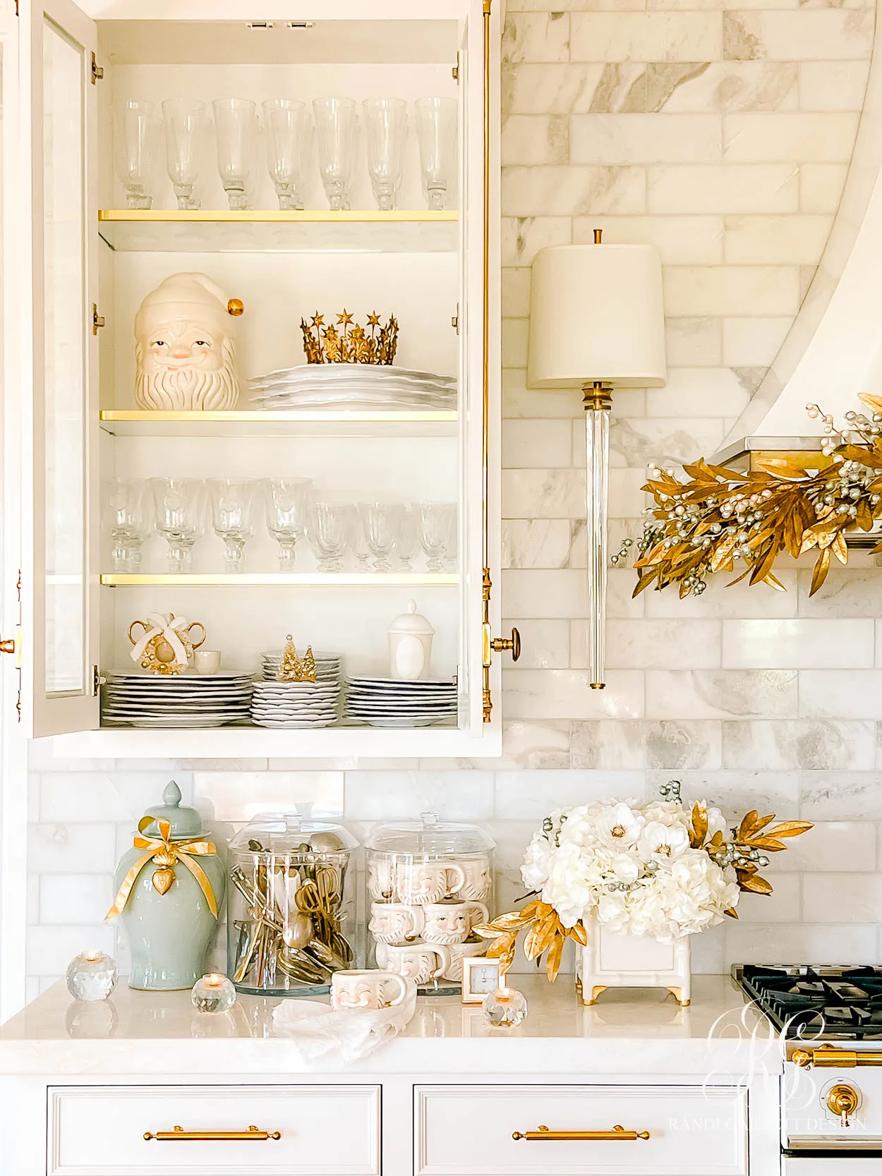 A White and Gold Christmas Kitchen That Shines with Holiday Elegance - Randi Garrett Design