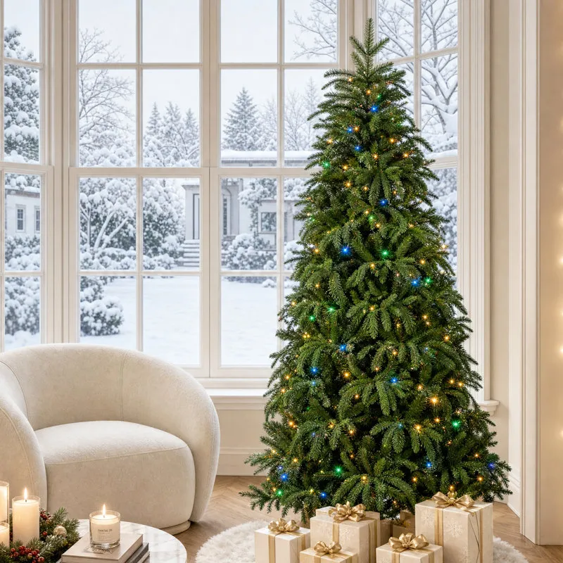 AllModern Aldred Pre-Lit Slim Fir Christmas Tree & Reviews | Joss & Main