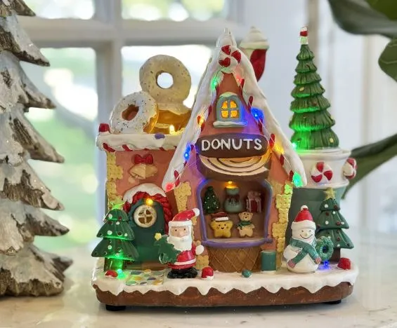 Animated Lighted Musical Gingerbread Donut House - 2807970-A NEW 2025