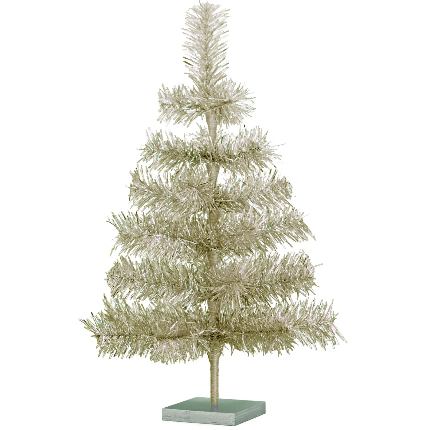 Antique Silver Tinsel Christmas Trees Holiday Decorations Lee Display 24in