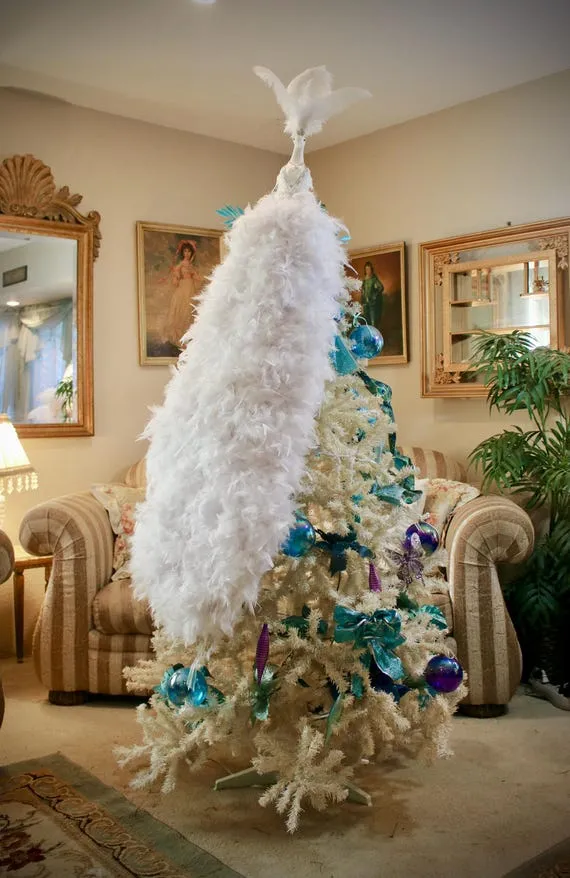 Artificial Peacock Feather White Peacock Decor Embellished White Peacock Princess Christmas Tree Topper Or Wedding Decoration Home Decor In Your Choice Of Lengths And Accent Style Canada
