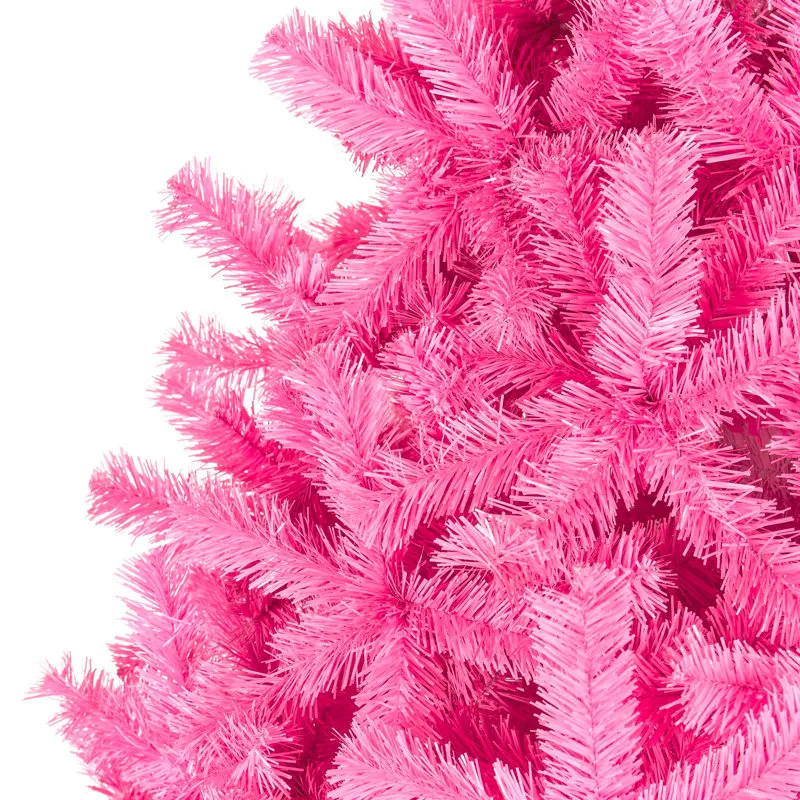 Artificial Pink Christmas Full Tree Festive Holiday Decoration w/ Stand Size: 4.5' The Holiday Aisle