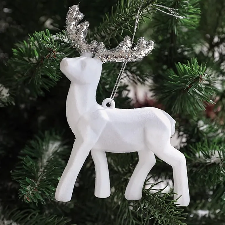 AuroraX Minimalist Christmas Decoration Plastic White Hanging Cute Keepsake Ornaments Decorative Glitter 2025 3.3' Deer for Xmas Gifts,Indoor,Christma Tree Decor - Walmart.com