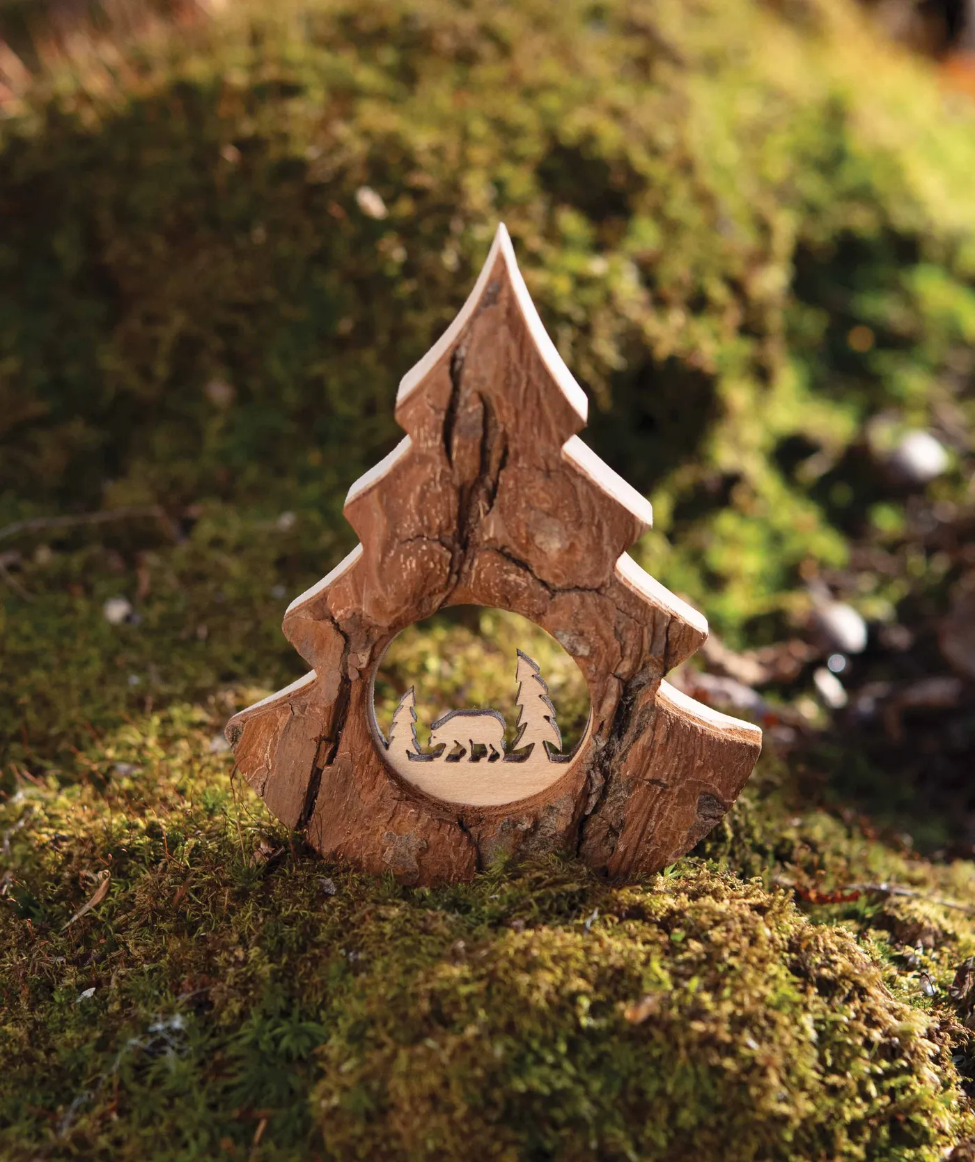 Bark Christmas Tree with Bear — Nordic Holiday Gift – Scandinavian Gift Shop