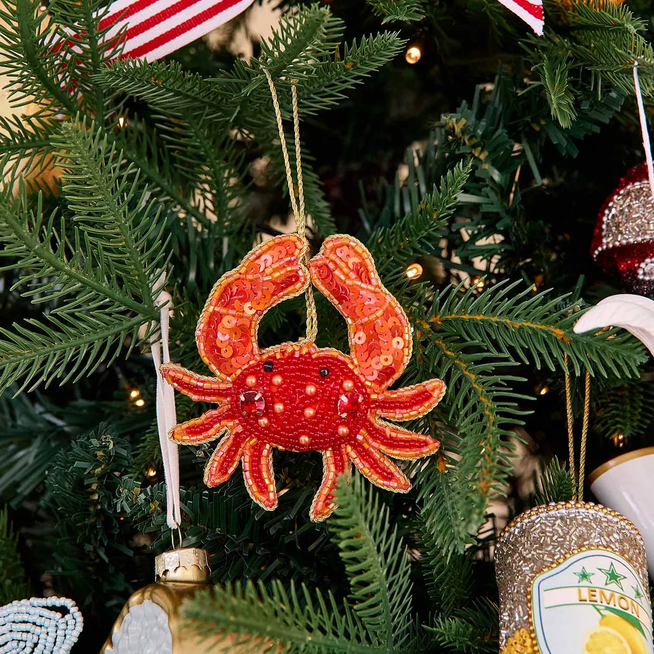 Beaded Crab Christmas Hanging Decoration - Pillow Talk