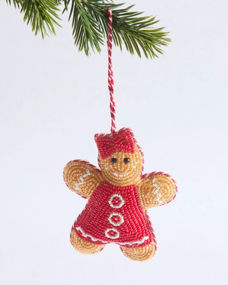 Beaded Gingerbread Hanging Decoration - Dunnes Stores
