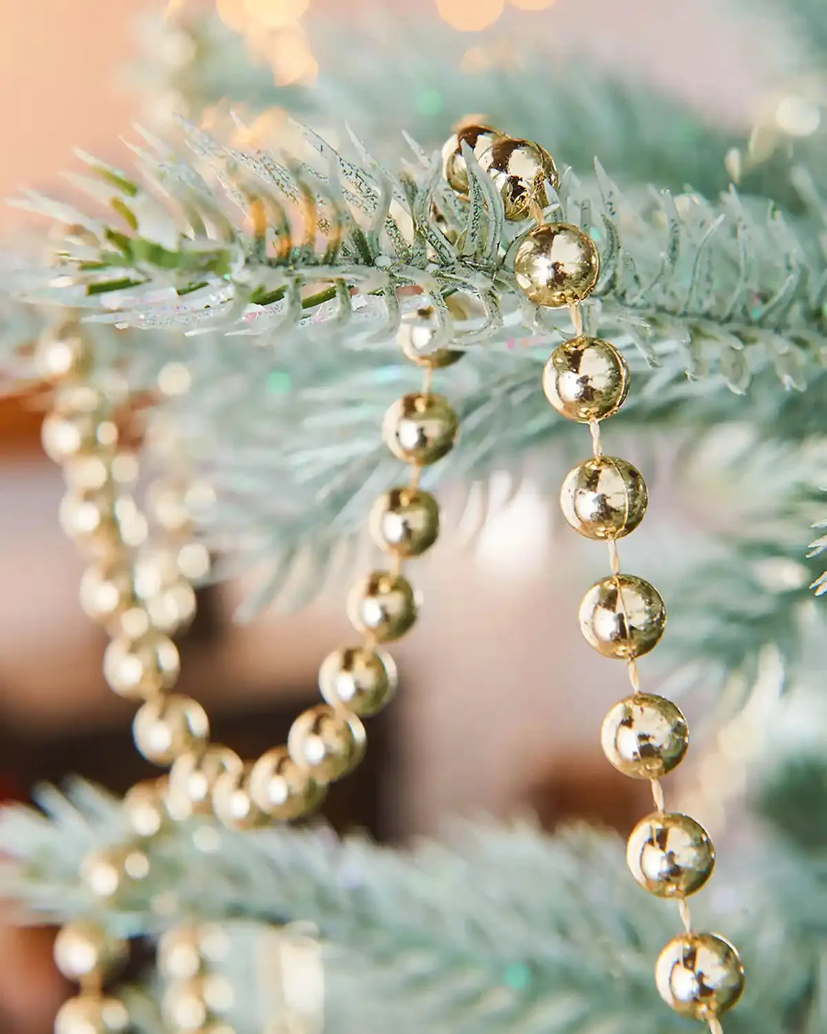 Beads Crystal Gold Seasonal Ornaments Beaded Christmas Tree Garland, Gold,  10 M – We R Christmas