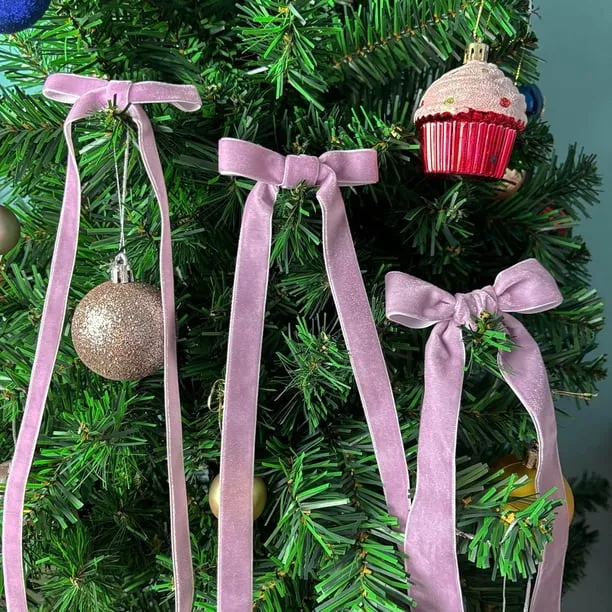 Binwennn Christmas Velvet Ribbon For Wrapping Christmas Tree Ornaments 3/8 Inch Wide 10 Yards Total Thin Fabric For Wedding Invitations Party Dresses for Women Sexy Birthday Party Decorations for Me