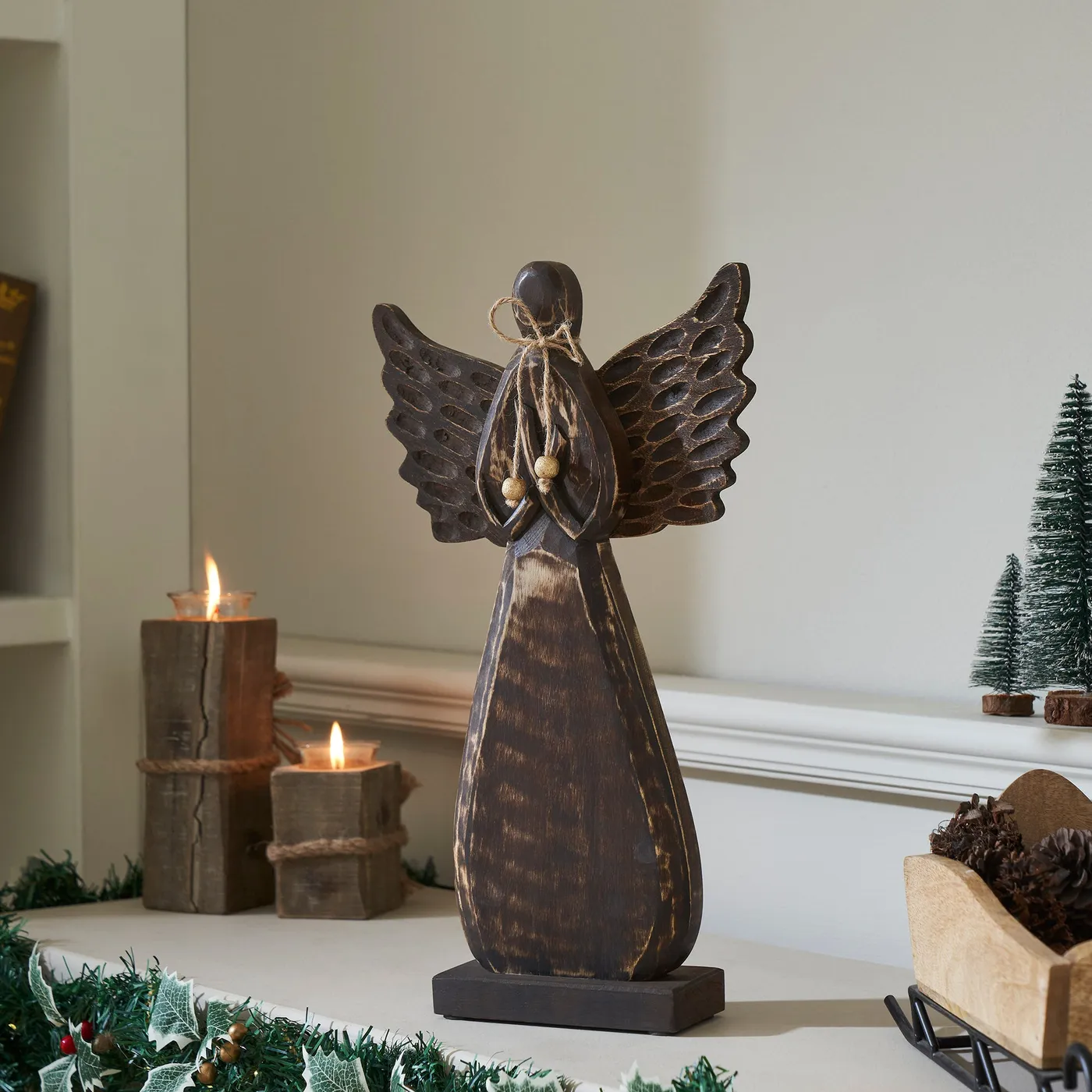 Blessings Dark Wooden Angel 17x9.5x2.5 – VHC Brands Home Decor
