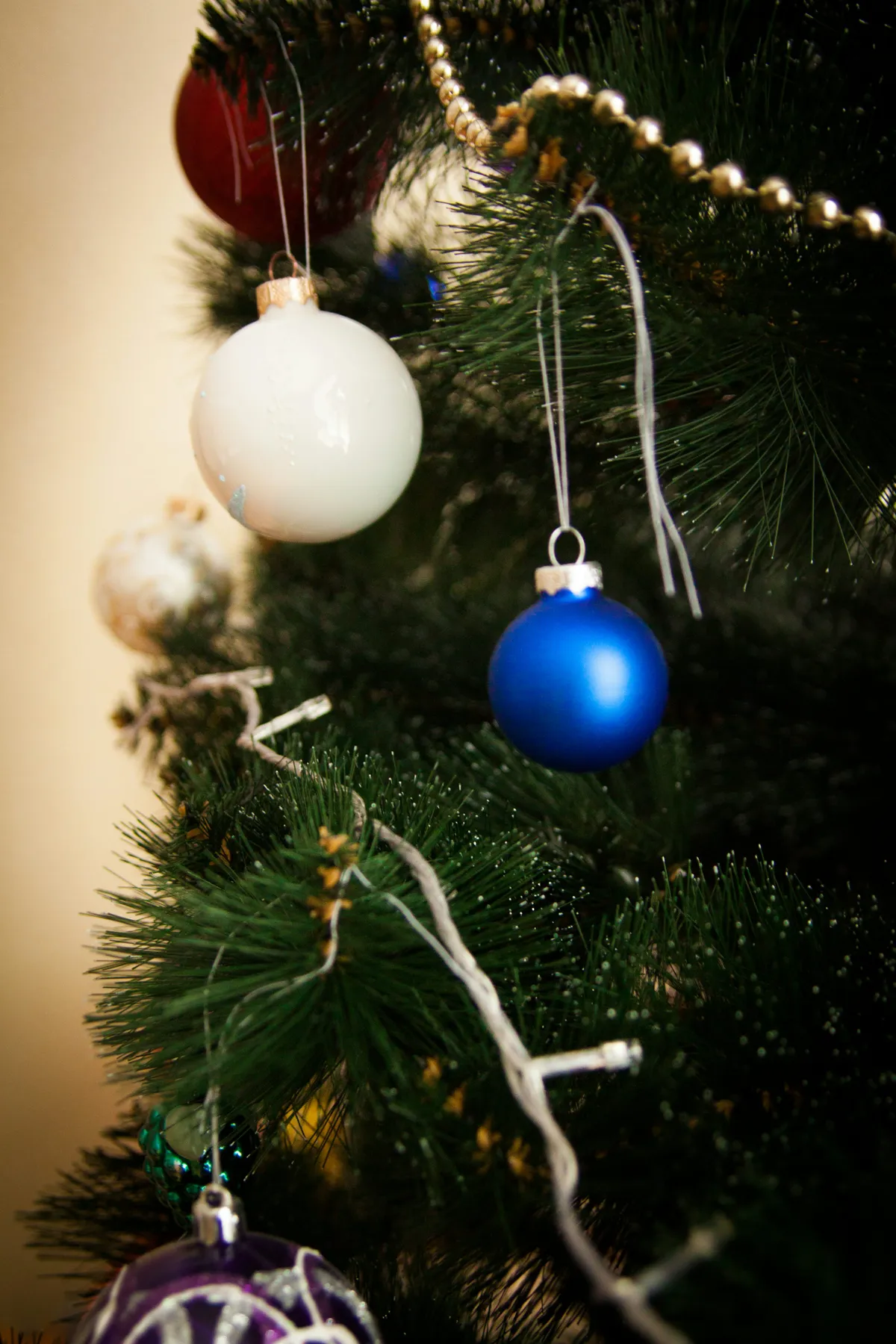 Blue and white baubles on tree branch photo – Free Christmas Image on  Unsplash