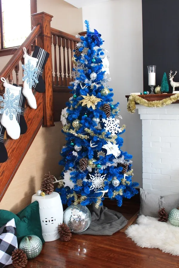 Blue Decorated Christmas Tree Blue Christmas Decorations Lattice Ribbon Decorator's Warehouse