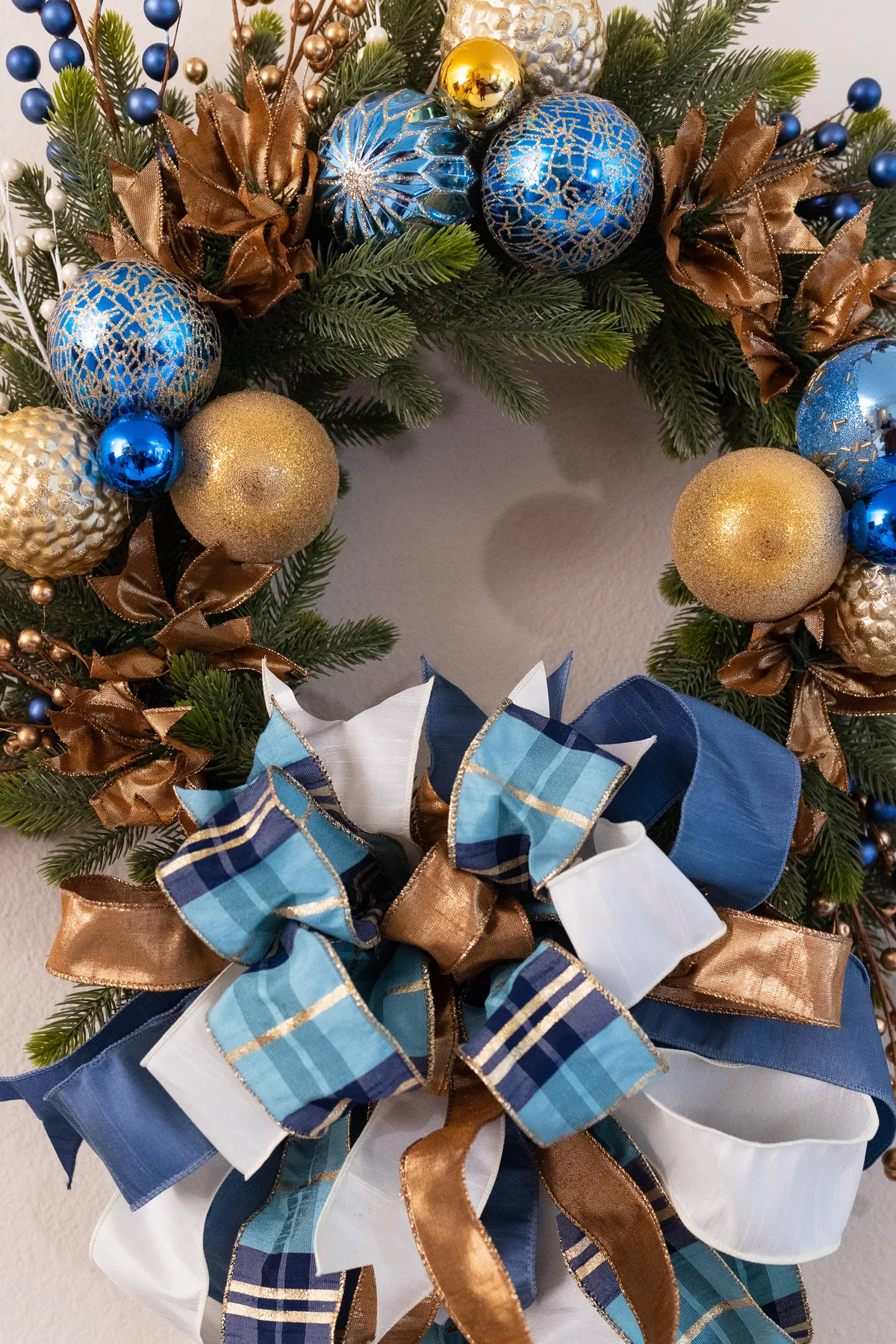 Blue Plaid and Gold Wreath – JennAnnDa