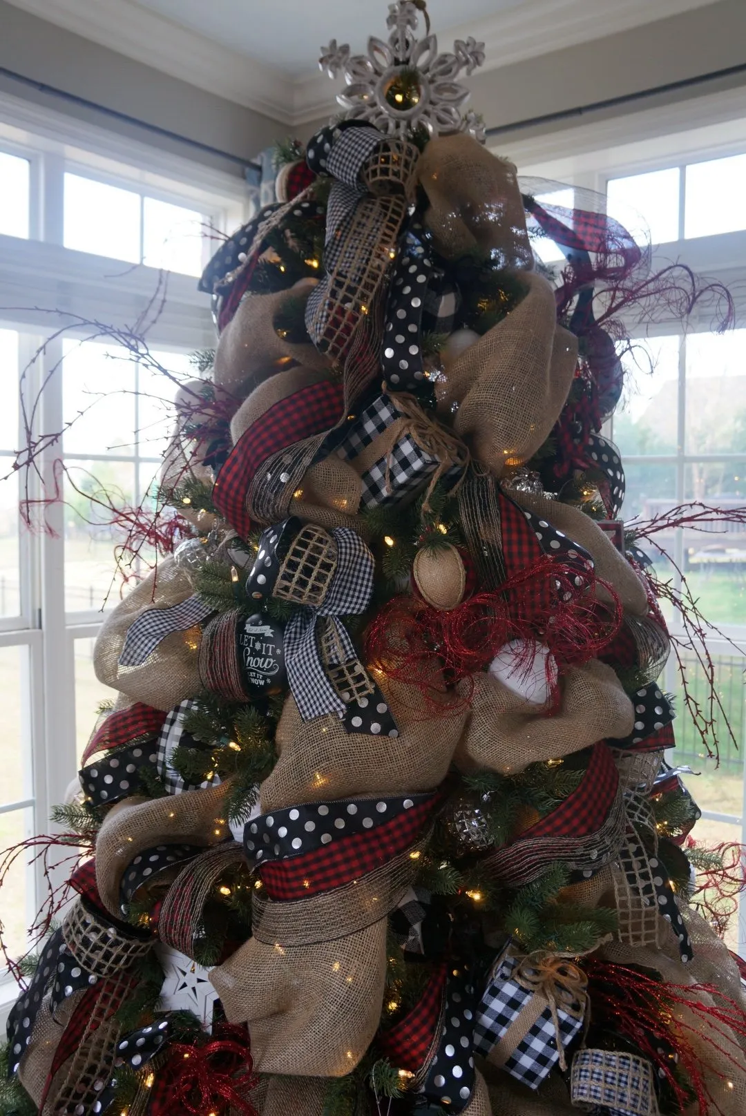 Buffalo check christmas decor living room tree with black red and white - Wilshire Collections