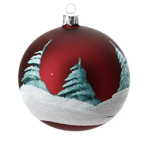 Burgundy Christmas ball and houses 100 mm | online sales on HOLYART.com