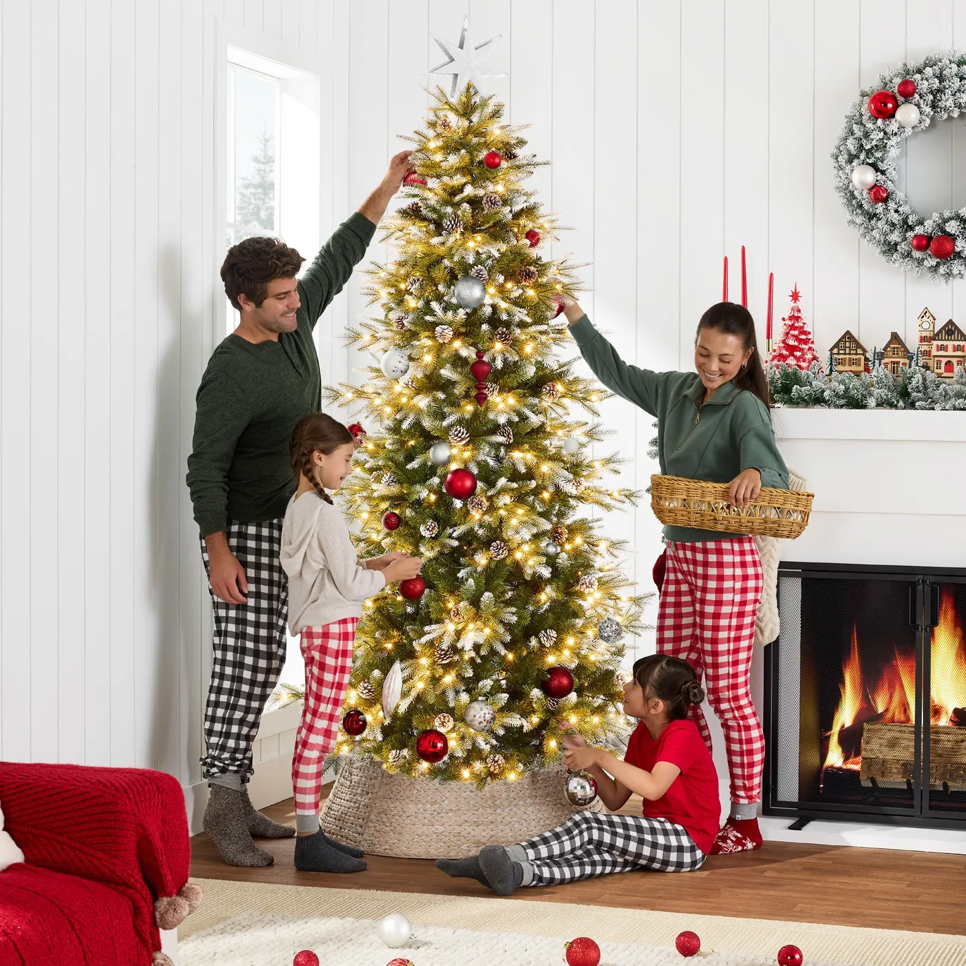 Buy a Aspen Pine Flocked Christmas Tree Pre-Lit with White Flocked Aspen Tree