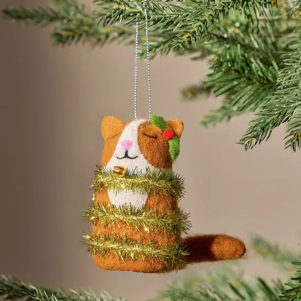 Buy Argos Home Felt Cat in Tinsel Hanging Christmas Ornament | Christmas  tree decorations | Argos