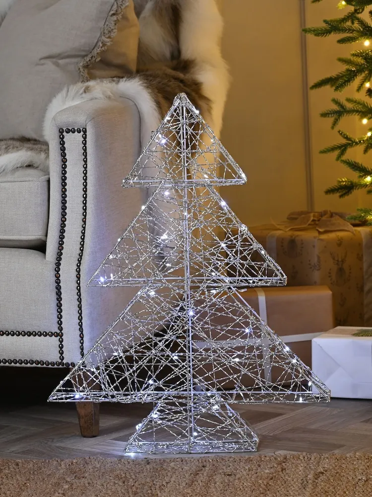 Buy Festive 60cm BO Lit Silver Shimmer Tree With Timer from the Next UK online shop