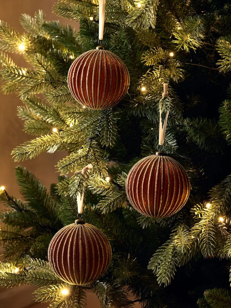 Buy Set of 3 Bronze Beaded Glass Baubles from Next USA