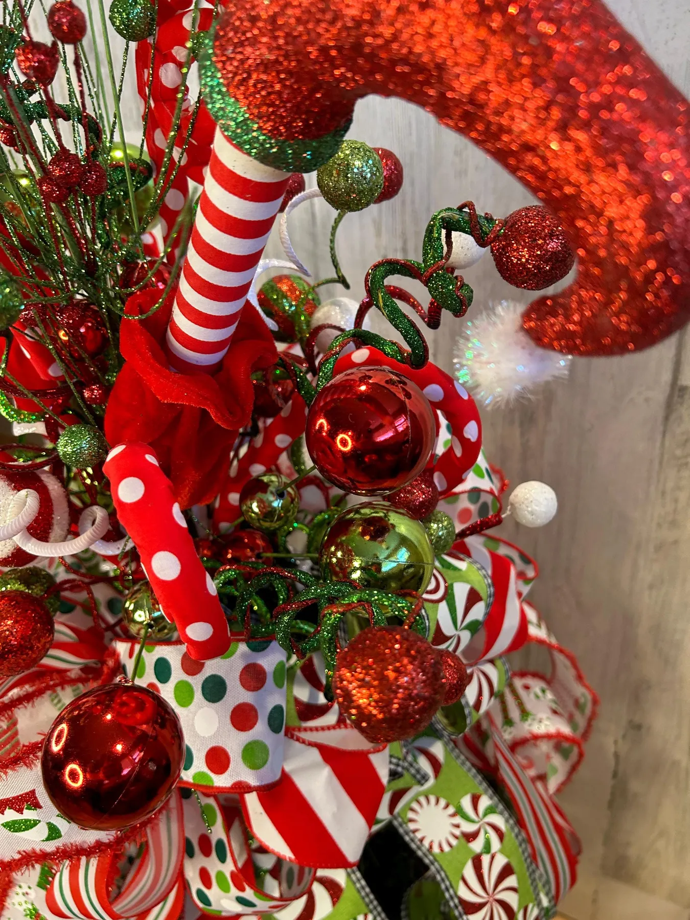 Candy Cane Christmas Tree Topper Santa Hat Christmas Candy Cane Decor Large Selection Of Products Burlap