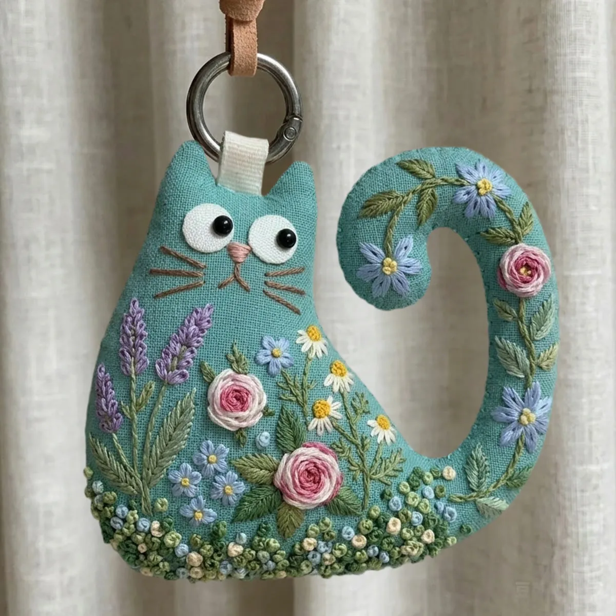 Cat-Shaped Embroidery Ornament Kit – Rubbyoo