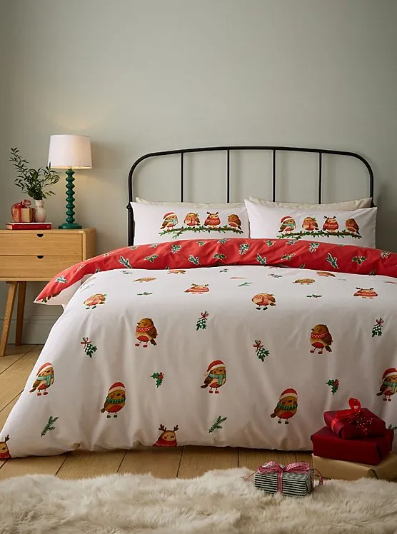 Catherine Lansfield Christmas Robins Duvet Set | Home | George at ASDA