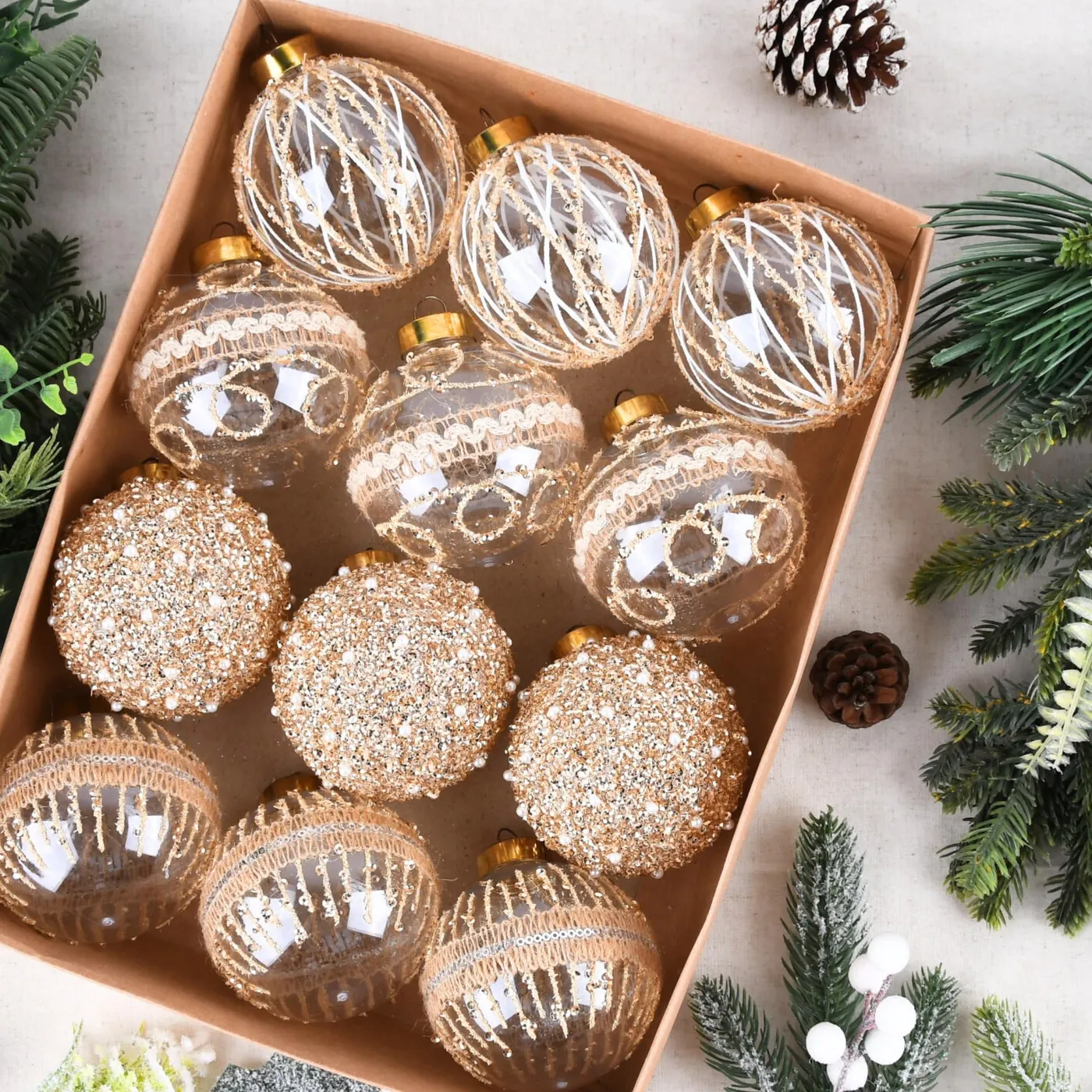 Champagne Christmas Ornaments - All The Fall Things
