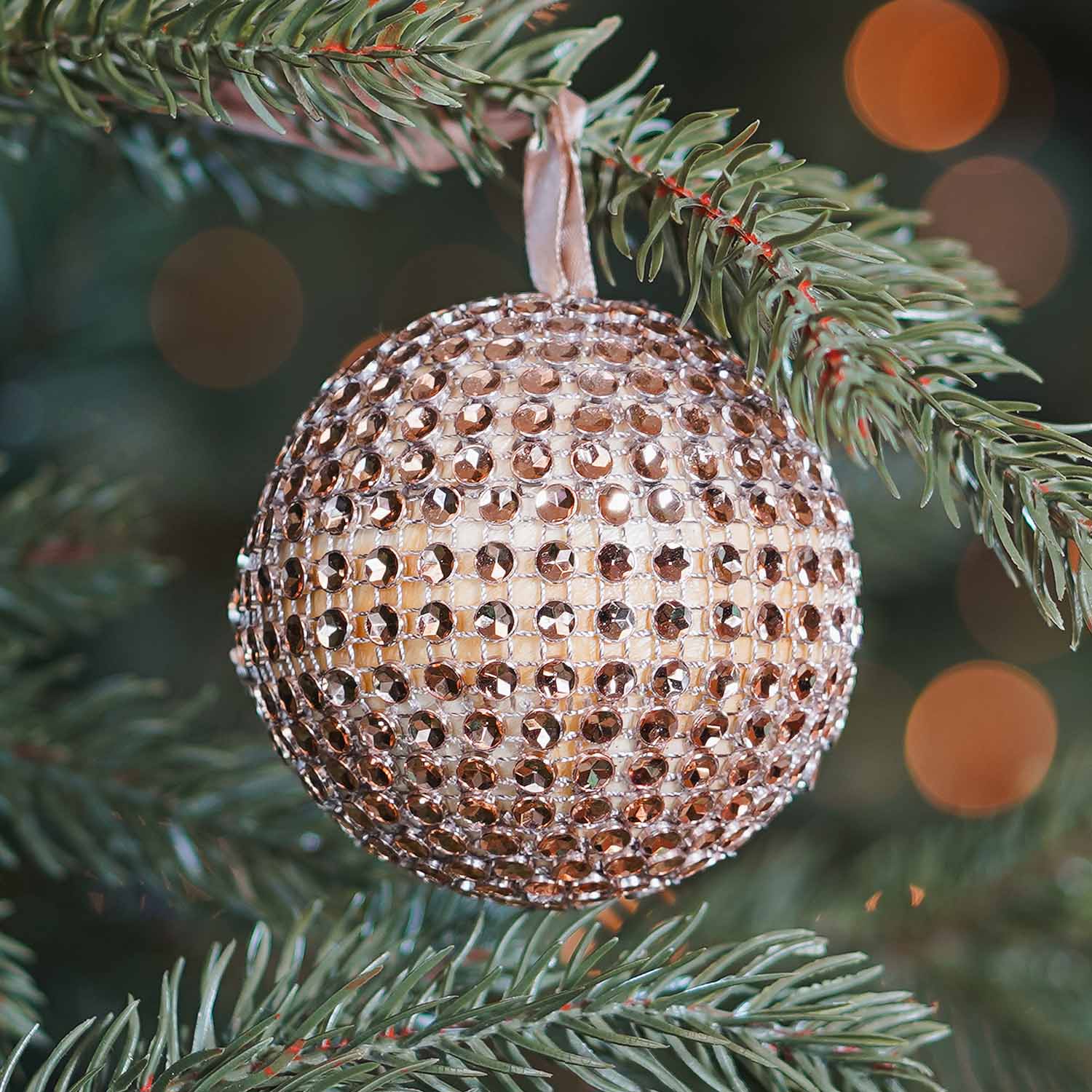 Christmas bauble with Diamonds - 7,5cm - Gold