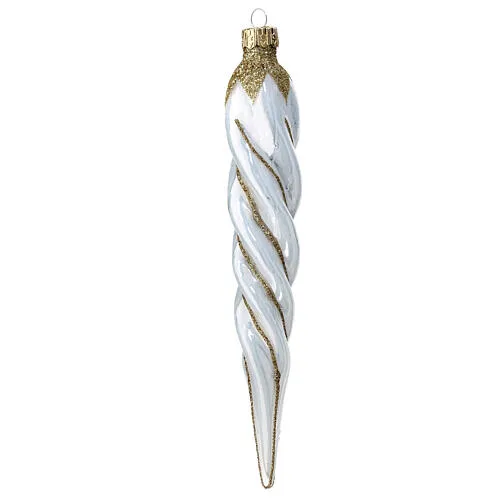 Christmas baubles 4 pcs red white icicles 16 cm blown glass | online sales on HOLYART.com