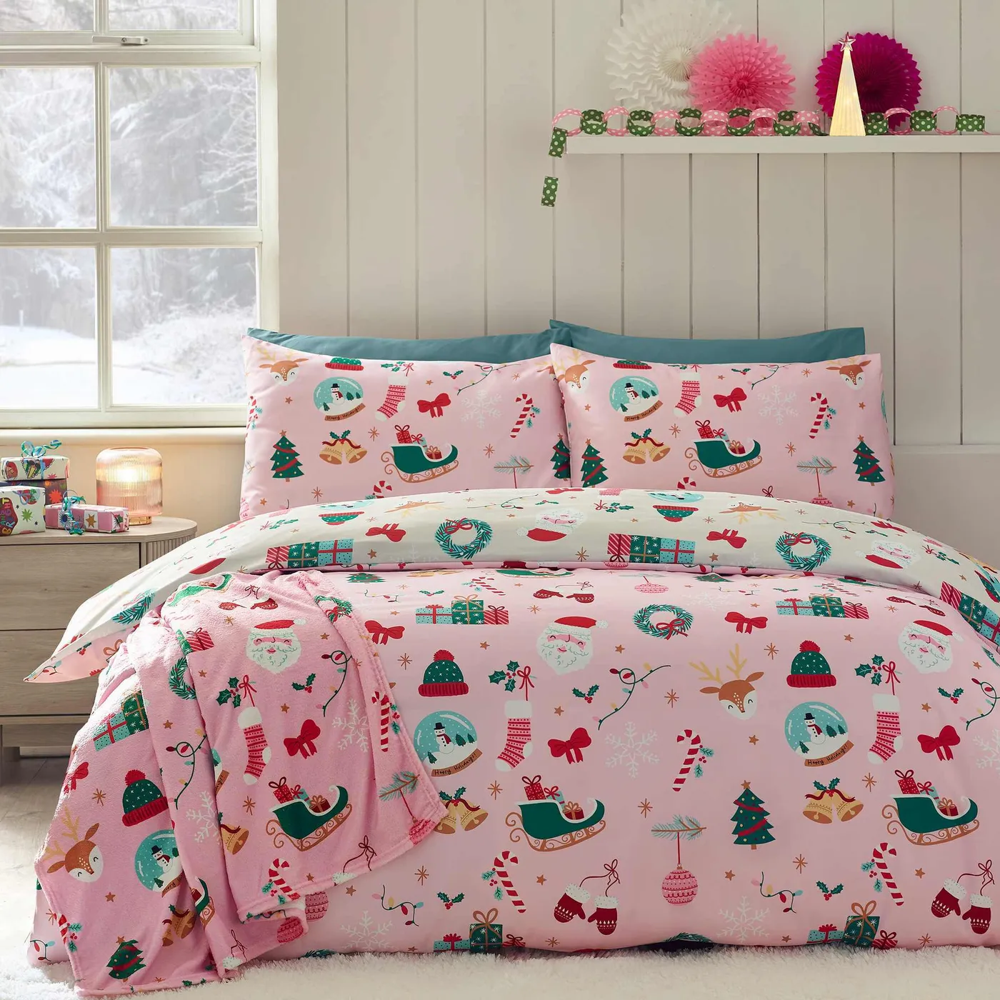 Christmas Happy Holidays Duvet Cover Set - Pink – Williamsons Factory Shop