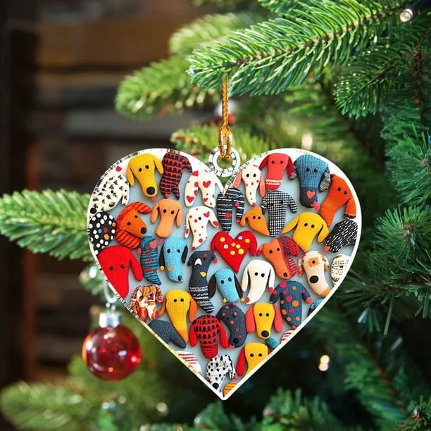 Christmas Heart-Shaped Whimsical Abstract Dachshund Tree Ornament With  Acrylic Material For Christmas Tree And Kids Room Decor, 3X3X0.5In 0.1Lb -  Walmart.ca